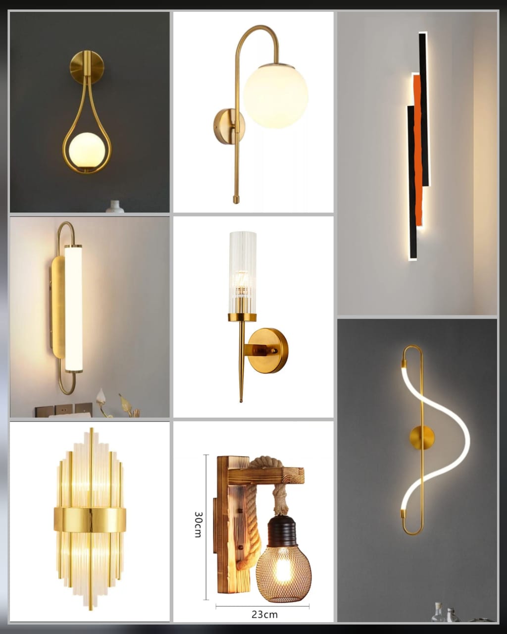 Wall light all design available indoor outdoor use... waterproof good quality... ￼￼
